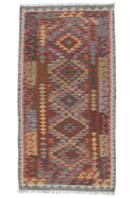  Orientalsk Kelim Afghan Old Style Tæppe 99X190 Mørkerød/Brun Uld, Afghanistan Carpetvista