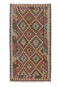  Orientalischer Kelim Afghan Old Stil Teppich 102X198 Braun/Schwarz Wolle, Afghanistan Carpetvista