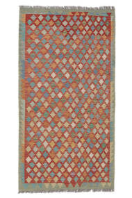  Orientalischer Kelim Afghan Old Stil Teppich 104X198 Dunkelrot/Dunkelgrün Wolle, Afghanistan Carpetvista