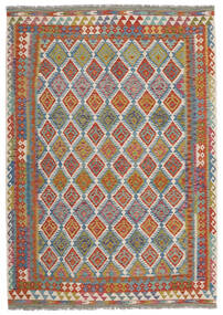 Itämainen Kelim Afghan Old Style Matot Matto 214X301 Ruskea/Tummanharmaa Villa, Afganistan Carpetvista