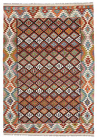  Orientalisk Kelim Afghan Old Style Matta 206X293 Brun/Beige Ull, Afghanistan Carpetvista