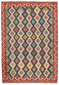 168X241 Kelim Afghan Old Style Teppe Mørk Rød/Brun Afghanistan Carpetvista
