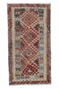 絨毯 キリム アフガン オールド スタイル 97X192 ダークレッド/茶色 (ウール, アフガニスタン)