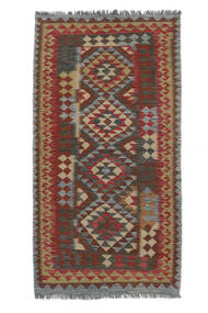  Itämainen Kelim Afghan Old Style Matot Matto 102X203 Musta/Tummanpunainen Villa, Afganistan Carpetvista