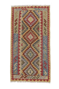 絨毯 オリエンタル キリム アフガン オールド スタイル 103X192 茶色/ダークレッド (ウール, アフガニスタン)