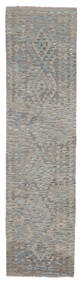  Kilim Afghan Old Style Tappeto 78X295 Di Lana Grigio/Grigio Scuro Piccolo Carpetvista