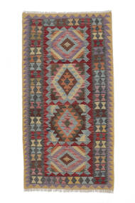  Orientalischer Kelim Afghan Old Stil Teppich 98X195 Dunkelrot/Braun Wolle, Afghanistan Carpetvista