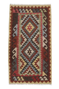  Orientalischer Kelim Afghan Old Stil Teppich 102X192 Schwarz/Dunkelrot Wolle, Afghanistan Carpetvista