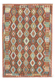 絨毯 キリム アフガン オールド スタイル 199X294 グリーン/茶色 (ウール, アフガニスタン)