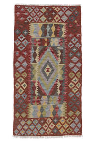  Orientalsk Kelim Afghan Old Style Teppe 94X182Løpere Brun/Mørk Rød Ull, Afghanistan Carpetvista