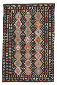202X300 Kelim Afghan Old Style Tæppe Orientalsk Sort/Brun (Uld, Afghanistan) Carpetvista