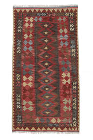 絨毯 オリエンタル キリム アフガン オールド スタイル 106X200 ダークレッド/ブラック (ウール, アフガニスタン)