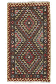 Kelim Afghan Old Stil Teppich 105X193 Schwarz/Dunkelrot Wolle, Afghanistan Carpetvista