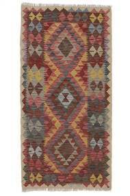  Orientalsk Kelim Afghan Old Style Teppe 93X187Løpere Brun/Mørk Rød Ull, Afghanistan Carpetvista