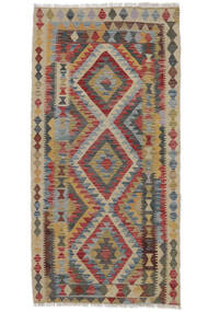  Orientalsk Kelim Afghan Old Style Teppe 96X196 Brun/Svart Ull, Afghanistan Carpetvista