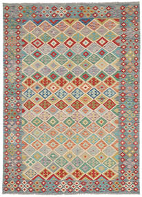 Kelim Afghan Old Style Vloerkleed 202X287 Donkergroen/Beige Wol, Afghanistan Carpetvista