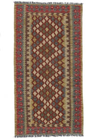  Orientalisk Kelim Afghan Old Style Matta 100X194 Mörkröd/Brun Ull, Afghanistan Carpetvista