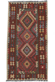  Orientalisk Kelim Afghan Old Style Matta 97X196 Svart/Mörkröd Ull, Afghanistan Carpetvista