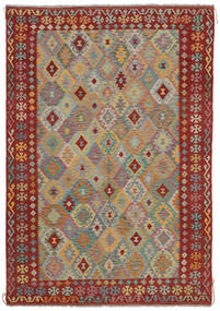 Kelim Afghan Old Style Matot Matto 199X286 Tummanpunainen/Ruskea Villa, Afganistan Carpetvista