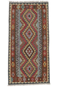  Orientalisk Kelim Afghan Old Style Matta 98X197 Mörkröd/Svart Ull, Afghanistan Carpetvista