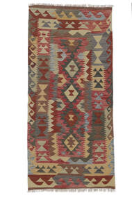 Tapete Kilim Afegão Old Style 92X194 Passadeira Castanho/Vermelho Escuro (Lã, Afeganistão)