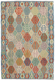  200X294 Kelim Afghan Old Stil Teppich Dunkelgelb/Orange Afghanistan Carpetvista