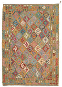  Oriental Kilim Afghan Old Style Rug 204X296 Brown/Dark Yellow Wool, Afghanistan Carpetvista