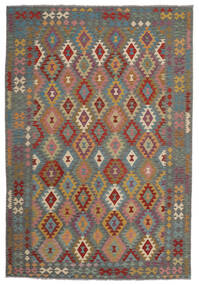  Kelim Afghan Old Style Tæppe 203X296 Brun/Mørkegrå Carpetvista