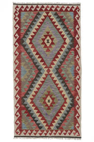 Orientalischer Kelim Afghan Old Stil Teppich 107X209 Dunkelrot/Dunkelgrau Wolle, Afghanistan Carpetvista