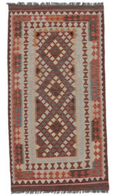 絨毯 オリエンタル キリム アフガン オールド スタイル 109X206 ダークレッド/茶色 (ウール, アフガニスタン)