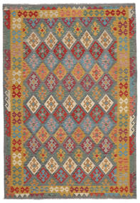  Kilim Afghan Old Style Tapis 204X296 De Laine Marron/Vert Carpetvista