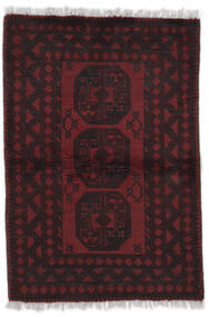  Afghan Fine Vloerkleed 98X143 Wol Zwart/Donkerrood Klein Carpetvista