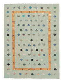 絨毯 キリム Nimbaft 151X201 グリーン/オレンジ (ウール, アフガニスタン)