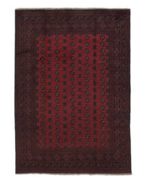  Afghan Fine Rug 195X276 Wool Black/Dark Red Carpetvista