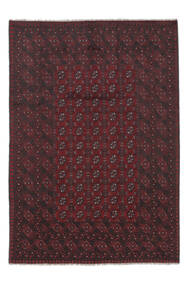  Afghan Fine Rug 196X283 Wool Black/Dark Red Carpetvista
