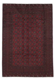  Afghan Fine Covor 197X286 Lână Negru/Dark Red Carpetvista