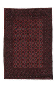  Afghan Fine Rug 197X286 Wool Black/Dark Red Carpetvista