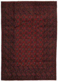 198X283 Afghan Fine Teppe Orientalsk Svart/Mørk Rød (Ull, Afghanistan) Carpetvista