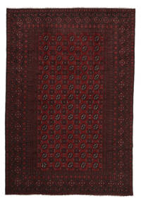  Afghan Fine Rug 198X291 Wool Black/Dark Red Carpetvista