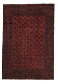  Afghan Fine Rug 196X286 Wool Black/Dark Red Carpetvista