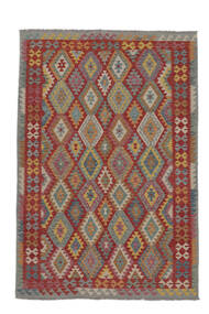  Kelim Afghan Old Style Vloerkleed 202X296 Donkerrood/Zwart Carpetvista