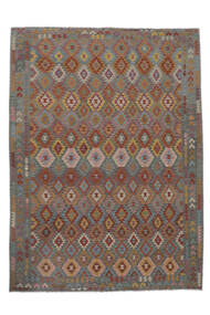  Orientalsk Kelim Afghan Old Style Teppe 258X353 Brun/Mørk Rød Stort Ull, Afghanistan Carpetvista