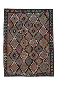 173X230 Kelim Afghan Old Style Teppe Orientalsk Svart/Mørk Rød (Ull, Afghanistan) Carpetvista