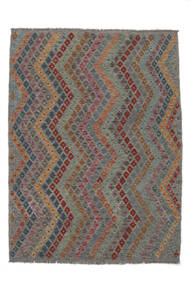 182X244 Kelim Afghan Old Stil Teppich Orientalischer Braun/Schwarz (Wolle, Afghanistan) Carpetvista