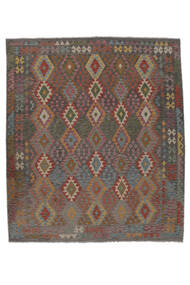  Orientalischer Kelim Afghan Old Stil Teppich 250X290 Braun/Schwarz Großer Wolle, Afghanistan Carpetvista