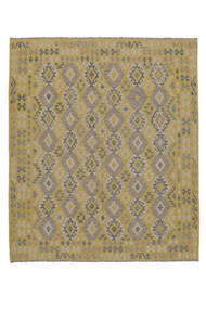  Kilim Afegão Old Style Tapete 258X299 Lã Castanho/Verde Grande Carpetvista