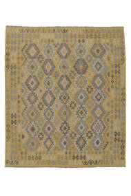 Tapete Kilim Afegão Old Style 250X292 Castanho/Amarelo Escuro Grande (Lã, Afeganistão)