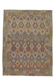Tapete Oriental Kilim Afegão Old Style 260X348 Castanho/Verde Grande (Lã, Afeganistão)