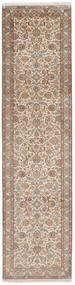  Kashmir Pure Silk Rug 80X312 Silk Brown/Beige Small Carpetvista