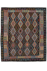  252X296 Kelim Afghan Old Style Matot Matto Musta/Tummanpunainen Afganistan Carpetvista